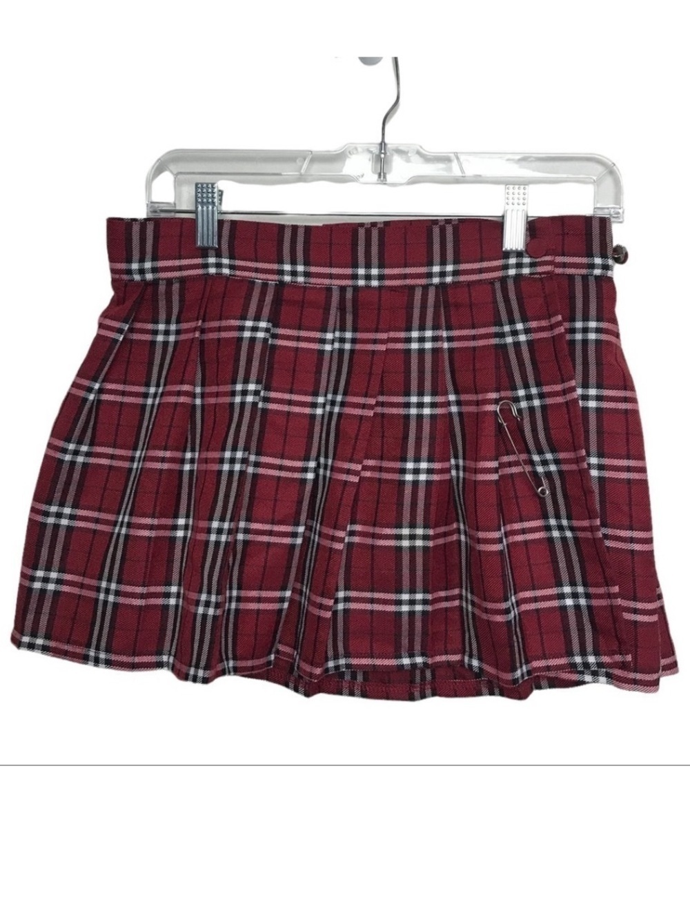 Spirit Halloween Red Plaid Pleated School Girl Mini Skirt Size Sm - Med